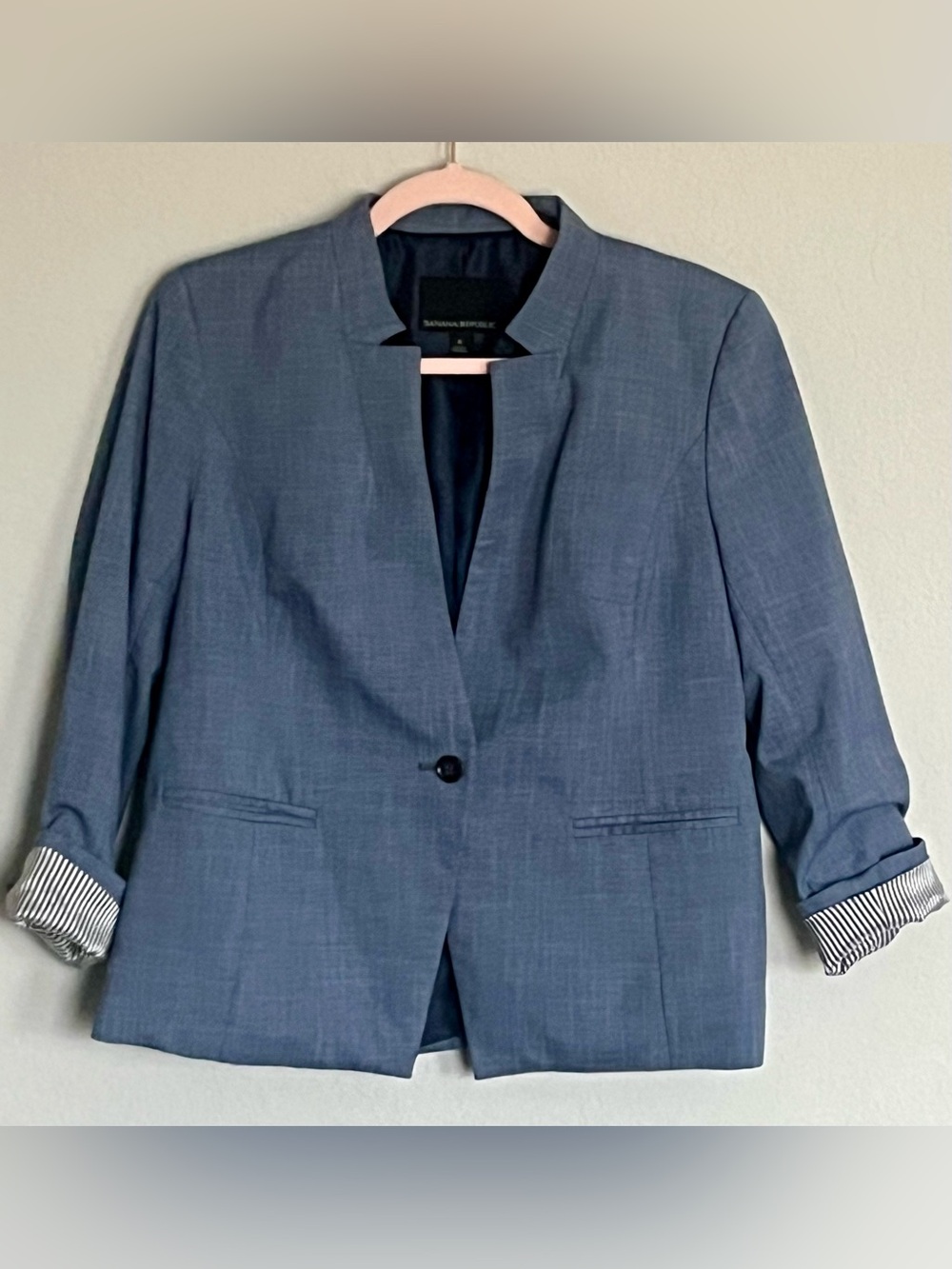 Banana Republic Slate Blue Notchless Single-Button Blazer Size 8